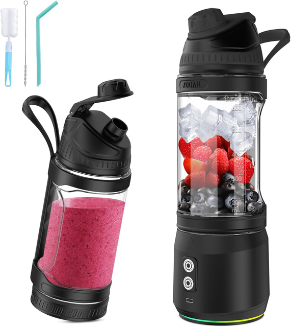 Factory Price 700 ML Personal Logo Custom Portable Blender Smoothie Six Blades Mini Home USB Rechargeable Blender