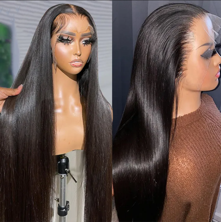 250% Density Silk Straight Wigs 100% Brazilian Human Hair 13*6 HD Transparent Lace Deep Parting Pre Plucked Natural Hairline Chocolate Brown Straight Human Hair #4 Color Wig Suitable For All Women