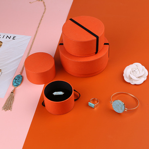 Boyang Custom Logo Printed Luxury <b>Orange</b> <b>Paper</b> Round Bangle Bracelet Jewelry Box Packaging - Product Image 4