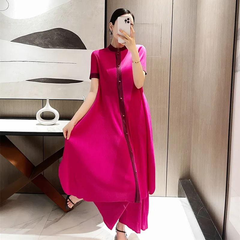 Fashion suit women 2022 summer new solid color Chinese style temperament women pleated suit