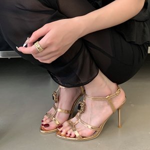 Nouvelles sandales d'été rétro ornées de pierres précieuses et de strass, élégantes et sophistiquées - Product Image 2