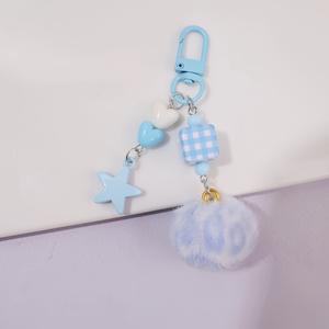 Nouvel Arrivage Porte-clés en métal souple avec petite boule de fourrure, imprimé par sublimation et letterpress, forme 3D, mignon pour femmes, décoration à suspendre pour sacs - Product Image 2