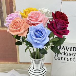 Rose artificielle à grande courbe, à une seule branche, en flocage, pour décoration intérieure, vente en gros - Product Image 5