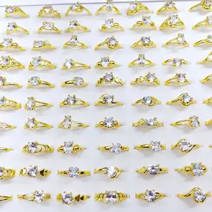 PUSHI mode clip cristal Zircon Filles Bague main bijoux 6 griffes 4 griffes zircon anneau populaire bijoux bague lot mixte