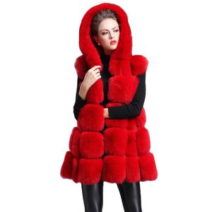 Automne et hiver nouveau gilet à capuche en fourrure mis en fourrure de renard version coréenne du manteau chaud épaissi de style long grande taille - Product Image 1