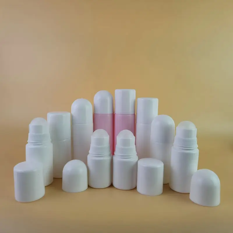 Consegna veloce all'ingrosso 30ml 50ml 60ml 80ml 100ml rotolo di plastica riutilizzabile bianco vuoto sul contenitore del rullo del deodorante della bottiglia