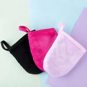 Hot Selling Soft Microfiber Herbruikbare Gezicht Make-Up Remover Reiniging Handschoenen Flanel Make-Up Remover Handschoen