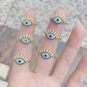 RM1511 Dainty Tiny Mini Mimaliste 18k Plaqué Or CZ Diamant Zircon Bleu Turc <span class=keywords><strong>Grec</strong></span> Evil Eyes Bonne Chance Anneaux De Protection - Product Image 4
