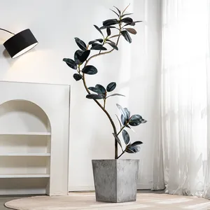 Grand arbre artificiel Ficus noir à feuilles larges pour la décoration intérieure de la maison et des hôtels - Product Image 4