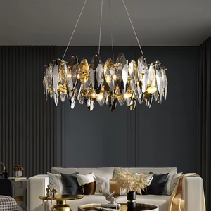 Luces colgantes creativas para comedor, candelabros Led de círculo de cristal K9 gris humo de lujo modernos - Product Image 3