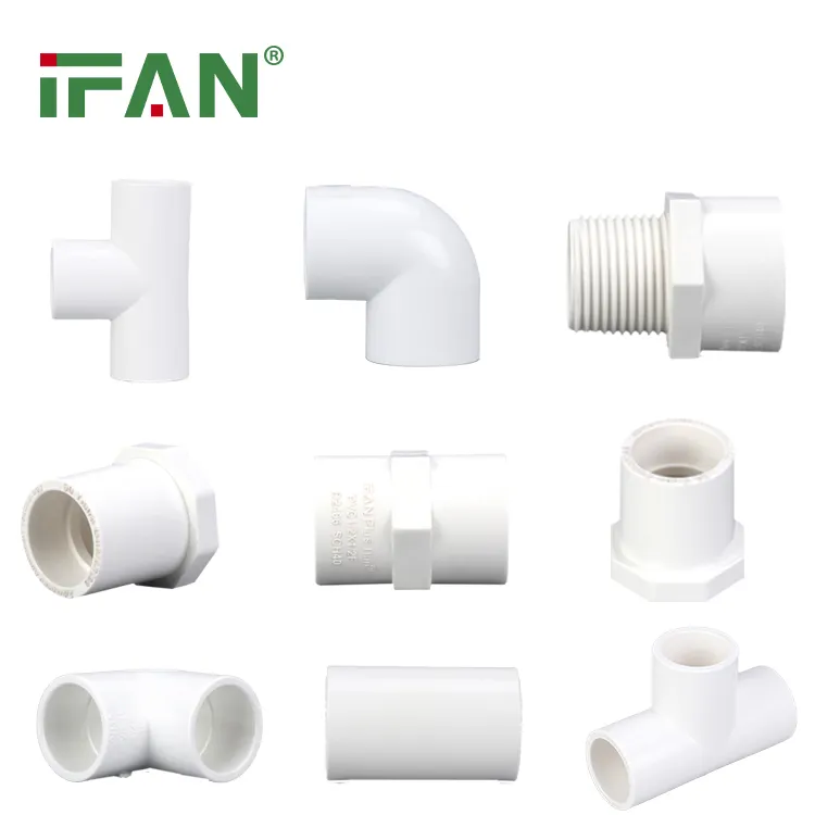 IFAN Großhandel 1/2"-2" Faden Kunststoff-Sanitärarmaturen SCH40 PVC-Armaturen UPVC-Rohrbeschläge für Bau