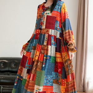 Fabricante de Vestidos Personalizados con Estampado OEM, Vestido Largo Vintage Exótico para Mujer, Camisón de Algodón Viscosa, Vestido Maxi con Estampado Floral - Product Image 1