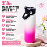 Bouteille d'eau isotherme en acier inoxydable argenté de 350 ml, écologique, avec couvercle à clapet, personnalisable avec logo, vente en gros promotionnelle