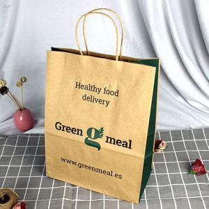 Bolsas de Papel Kraft Marrón con Asa para Comida para Llevar, con Logotipo Personalizado, para Regalos y Compras - Product Image 4