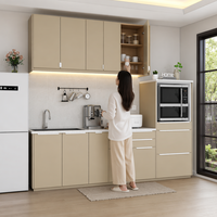 Armoire de cuisine modulaire moderne, écologique, ignifuge, avec portes en verre et robinet, ensembles complets pour appartement et villa