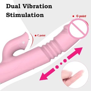 Vibromasseur réaliste télescopique à <span class=keywords><strong>triple</strong></span> stimulation avec logo personnalisé, fonction de chauffage et de léchage - Product Image 3
