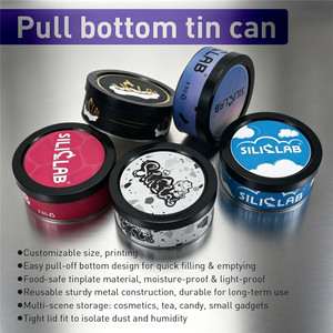 Herb <b>Pull</b> Bottom Tin Can Round Metal Storage Container Customizable Printing Moisture Proof <b>Light</b> Proof - Product Image 1