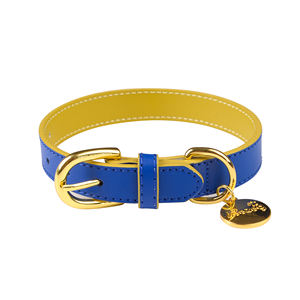 Nuevo collar de perro mascota de cuero genuino de diseñador de moda con características personalizadas de color de contraste - Product Image 3