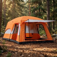 Tente de camping familiale double couche pour 8 à 12 personnes, 2 chambres, 1 séjour, grand espace extérieur, idéale pour la vente en gros
