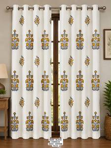 Premium Quality Hand Block Printed Duck Cotton Curtains for Bedroom Living Room Window Decoration Available At Wholesale Price - Product Image 2