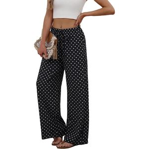 Women's Linen Palazzo Pants Wide Leg High Waist <b>Flowy</b> Beach Trousers With Pockets Breathable Summer Wear - Product Image 4