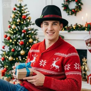 Sombrero de Copa Festivo Estilo Muñeco de Nieve con Ribete a Cuadros para Fiestas, Navidad, Cabina de Fotos y Celebraciones Invernales - Product Image 6