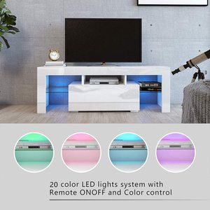 <span class=keywords><strong>Meuble</strong></span> <span class=keywords><strong>TV</strong></span> moderne simple en bois <span class=keywords><strong>blanc</strong></span> personnalisé, ensemble de console de <span class=keywords><strong>meuble</strong></span> <span class=keywords><strong>TV</strong></span> <span class=keywords><strong>noir</strong></span> avec éclairage <span class=keywords><strong>LED</strong></span>, étagères en verre - Product Image 4