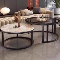 Mesa de Centro Redonda de Mármol, Diseño Moderno y Minimalista de Lujo Ligero para Sala de Estar y Apartamentos Pequeños, Modelo 250627