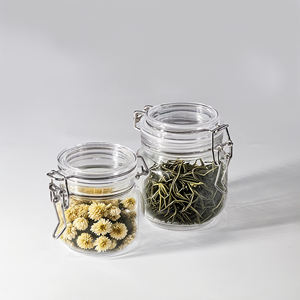 Pot de stockage en plastique Pot de miel Pot de maçon en plastique alimentaire avec serrure Clip articulé Scellage Pots à épices en bambou Bouteilles en plastique - Product Image 2