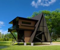 DYCE Maison Triangulaire A-Frame Modulaire Préfabriquée de Luxe en Acier, Alimentée à l'Énergie Solaire et Écologique