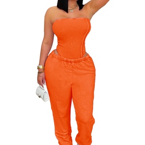 ชุดจั๊มสูทผู้หญิงแบบสลิมฟิตทรงหลวม แต่งสม็อค ลุคเก่าแบบวินเทจ พร้อมกางเกงขายาวรูดเชือก ชุดเซ็ต 2 ชิ้น แฟชั่น - Product Image 3