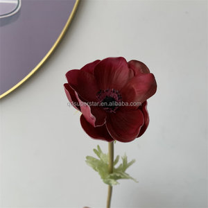 Fleurs artificielles en latex de haute qualité, aspect réaliste, en gros, usine B-645, fleurs de pavot à tige unique, anémone rouge - Product Image 6