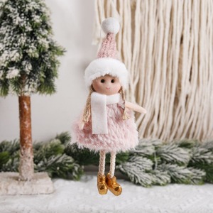 Ornamenti per bambole di natale 2024 ciondolo albero di natale rosa vecchio pupazzo di neve angelo ragazza bambola decorazione per finestra - Product Image 2