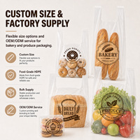 Sacs en PEHD transparents personnalisés avec logo du fabricant, de qualité alimentaire, avec poignées, pour boulangerie, gâteaux, desserts et emballages à emporter