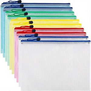 Custom Letter Size Document Organizer <b>Storage</b> Bag PVC Mesh Zipper Pouch with Custom Logo Durable for Office and School Use - Product Image 1