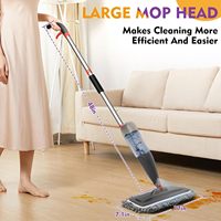 Serpillère en acier pour le nettoyage des sols en bois dur et en carrelage avec des tampons en microfibre lavables, bouteille rechargeable de 800 ml |   3 tampons de serpillière réutilisables