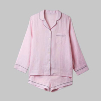 Ensemble de pyjamas en lin pur français, certifié OEKO Standard 100, uni, thermique, respirant, grande taille, lavé à la pierre