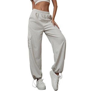 <span class=keywords><strong>Pantaloni</strong></span> Cargo <span class=keywords><strong>da</strong></span> <span class=keywords><strong>Donna</strong></span> Primaverili Stile Hip Hop, Larghi <span class=keywords><strong>con</strong></span> Coulisse e <span class=keywords><strong>Vita</strong></span> Elastica, Tinta Unita, per Jogging, Loungewear e Sport Casual - Product Image 3