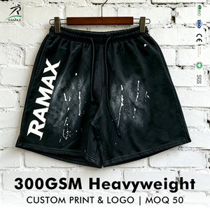 Shorts imprimés pour hommes RAMAX, 300 GSM, poids lourd, logo personnalisé, cordon de serrage à la taille, vêtements de sport décontractés - Product Image 1