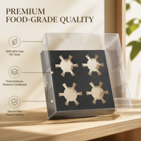 Boîte à cupcakes personnalisée écologique en carton perforé avec couvercle transparent et insert, idéale pour les boulangeries, cafés et événements