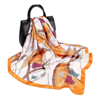 Hijab d'été premium 90*90CM, écran solaire, polyester uni, satin de soie, foulard carré pour femmes