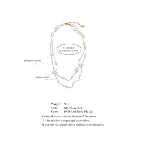 JINYOU 4414, recién llegados, cadena doble, collar de cuentas de perlas simuladas pequeñas mixtas grandes para mujer, regalo de joyería de acero inoxidable - Product Image 6