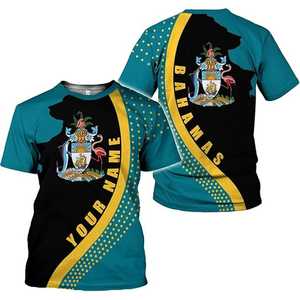 T-shirt en gros avec motif du drapeau des Bahamas, style drapeau, rubans diagonaux et pois - Product Image 4