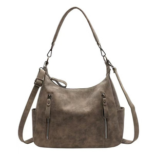 Suede <b>Crossbody</b> and Shoulder <b>Bag</b> with Zipper Closure and Decorative Zip Accents Fashion Women's <b>Bag</b> - Product Image 2