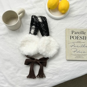 Cache-oreilles en fausse <span class=keywords><strong>fourrure</strong></span> pour femmes, toutes saisons, avec nœud papillon – Couvre-oreilles chauds en peluche à motif écossais, options multicolores, élégants pour l'extérieur - Product Image 4
