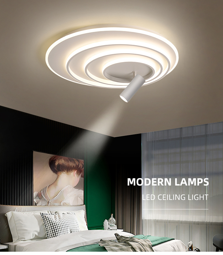 Modern Iron Acrylic Round White Benroom Home Living Room Hotel Led Ceiling Lamp