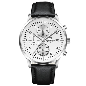 Montre chronographe vintage pour homme, bracelet en cuir, multifonction, montre-bracelet pour homme - Product Image 1