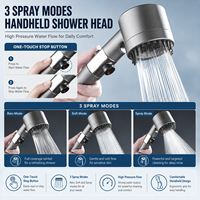 Pommeau de Douche Haute Pression 3 Modes Portable Économiseur d'Eau Réglable Arrêt à une Touche Filtre Massage Hôtel Toilettes Garantie 3 Ans