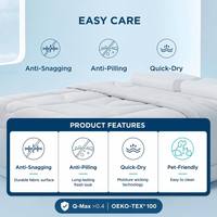 Couette respirante double face OEKO Grey Q-Max>0.4 Cool Tech, insert de couette doux et rafraîchissant