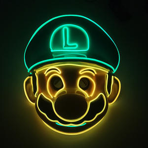 Hot New EL Luminous PVC <span class=keywords><strong>Mario</strong></span> Bunny Mask Funny Halloween Carnaval Party Item pour les événements d'horreur transfrontaliers - Product Image 1